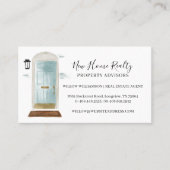 シックなブルーウォーターカラーフロントドア実在エステートフォト 名刺 (正面)