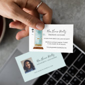 シックなブルーウォーターカラーフロントドア実在エステートフォト 名刺