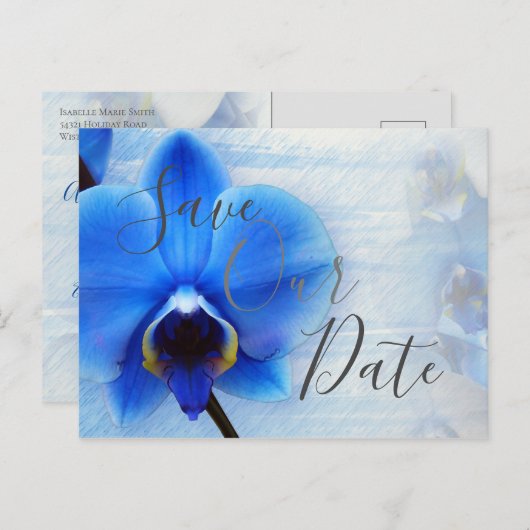 シックなブルーウォーター結婚カラー救オラの日 ポストカード (正面/裏面)