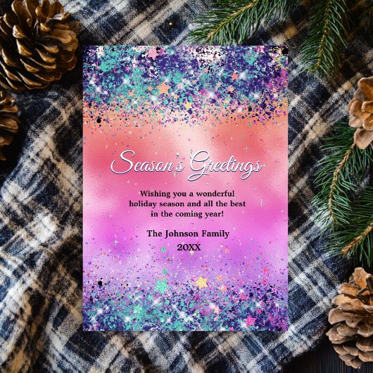 シックなブルーオレンジグリッタークリスマス新年