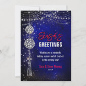 シックなブルーオーナメントグリッタークリスマス新年 (正面)