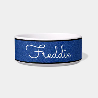 シックなブルーカスタマイズグリッターキャットボウル ボウル