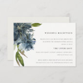 シックなブルーグリーン金ゴールドフローラ水彩披露宴 エンクロージャーカード (正面/裏面)