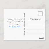 シックなブルーシルバーグリッタークリスマスライト新年 ポストカード (裏面)