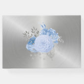 シックなブルーシルバーフローラカスタマイズ結婚可能 ゲストブック (裏面)