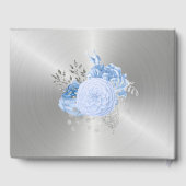 シックなブルーシルバーフローラカスタマイズ結婚可能 ゲストブック (裏面)