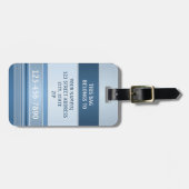シックなブルーシルバーメタリックストライプラゲッジタグ ラゲッジタグ (正面横)