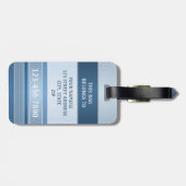 シックなブルーシルバーメタリックストライプラゲッジタグ ラゲッジタグ (裏面横)