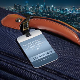 シックなブルーシルバーメタリックストライプラゲッジタグ ラゲッジタグ