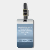 シックなブルーシルバーメタリックストライプラゲッジタグ ラゲッジタグ (正面縦)