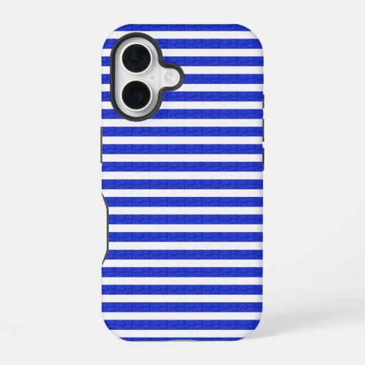 シックなブルージオメトリックフォンケース iPhone 16ケース (裏面)