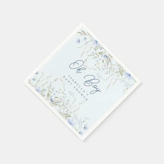 シックなブルースカイワイルドフラワーズボーイベビーシャワー スタンダードカクテルナプキン (角)