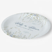 シックなブルースカイワイルドフラワーズボーイベビーシャワー ペーパープレート (アングル)