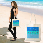 シックなブルーストライプの魚とシーシェルビーチライフ トートバッグ