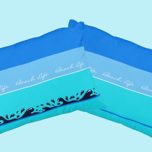 シックなブルーストライプ海波ビーチライフ アクセントクッション