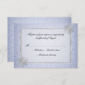 シックなブルースノーフレーク結婚の応答カード 出欠カード (正面/裏面)