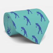 シックなブルースポーツレディーゴルファーのシルエットネックタイ ネクタイ (ロール)