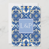 シックなブルータイル結婚ズエレガンス 招待状 (裏面)