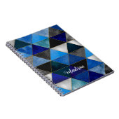 シックなブルーターコイズグレー幾何学スケッチブック ノートブック (右側)