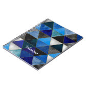 シックなブルーターコイズグレー幾何学スケッチブック ノートブック (左側)