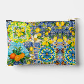 シックなブルーターコイズシチリアの柑橘系フローラタイル アクセサリーポーチ (裏面)