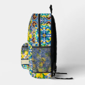 シックなブルーターコイズシチリアの柑橘系フローラタイル プリントバックパック (右)