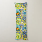 シックなブルーターコイズシチリアの柑橘系フローラタイル ボディピロー (裏面 (縦))