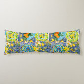 シックなブルーターコイズシチリアの柑橘系フローラタイル ボディピロー (正面)