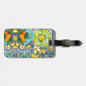 シックなブルーターコイズシチリアの柑橘系フローラタイル ラゲッジタグ (裏面横)