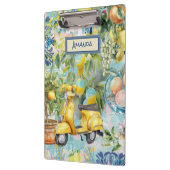 シックなブルーターコイズシチリア柑橘系コラージュフローラ クリップボード (左)