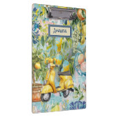 シックなブルーターコイズシチリア柑橘系コラージュフローラ クリップボード (右)