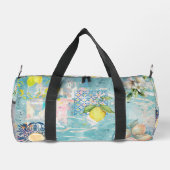 シックなブルーターコイズシチリア柑橘系コラージュフローラ ダッフルバッグ (裏面)