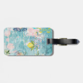 シックなブルーターコイズシチリア柑橘系コラージュフローラ ラゲッジタグ (裏面横)