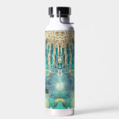 シックなブルーターコイズ金ゴールドグリッタードリップモノグラム ウォーターボトル (左面)