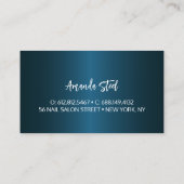 シックなブルーターコイズ金ゴールドグリッタードリップモノグラム 名刺 (裏面)