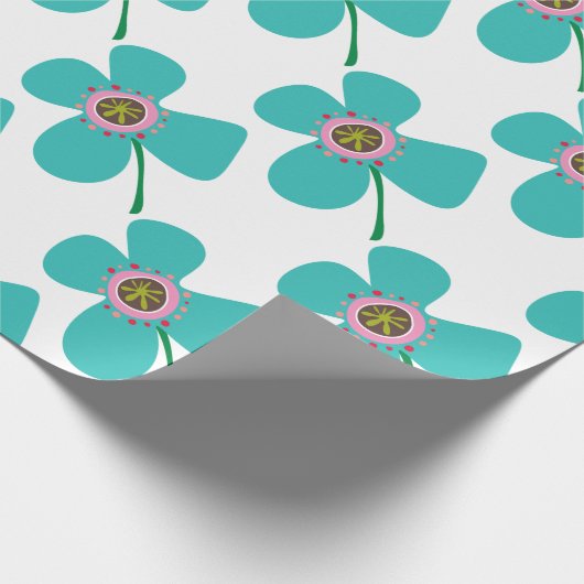 シックなブルーデイジーポップ・アートの夏の花のギフお洒落ト ラッピングペーパー (角)