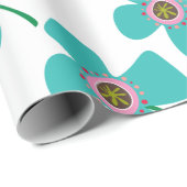 シックなブルーデイジーポップ・アートの夏の花のギフお洒落ト ラッピングペーパー (ロールコーナー)