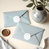 シックなブルーハンドドロッドボウ&リボンモノグラムクレスト ラウンドシール