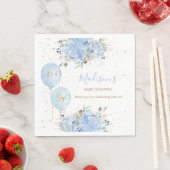 シックなブルーバルーンブルーフローラボーイベビーシャワー スタンダードランチョンナプキン (インサイチュ)