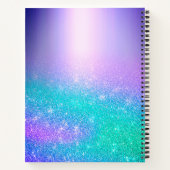 シックなブルーパープルグラデーショングリッタードリップモノグラム ノートブック (裏面)