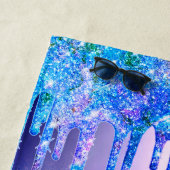 シックなブルーパープルグラデーショングリッタードリップモノグラム ビーチタオル (インサイチュ)