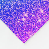 シックなブルーパープルグラデーショングリッタードリップモノグラム フリースブランケット (角)