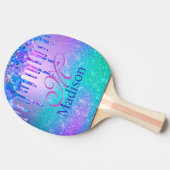 シックなブルーパープルグラデーショングリッタードリップモノグラム 卓球ラケット (横)