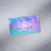シックなブルーパープルグラデーショングリッタードリップ マグネット名刺 (インサイチュ)