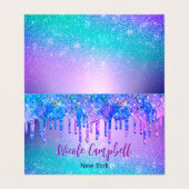 シックなブルーパープルグラデーショングリッタードリップ 名刺 (外部フラット)