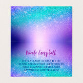 シックなブルーパープルグラデーショングリッタードリップ 名刺 (内部フラット)