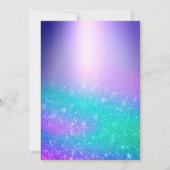 シックなブルーパープル滴下グラデーショングリッターモノグラム 招待状 (裏面)