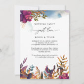 シックなブルーパープル結婚の駆け落ち発表 招待状 (正面)