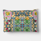 シックなブルーピンクのシチリアの柑橘系フローラタイル アクセサリーポーチ (裏面)