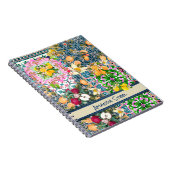 シックなブルーピンクのシチリアの柑橘系フローラタイル ノートブック (右側)